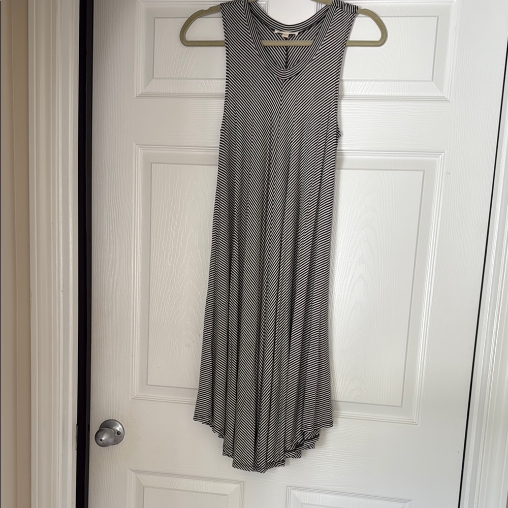 Rolla Coster Black and Cream Asymmetrical Sleeveless V-neck Sundress